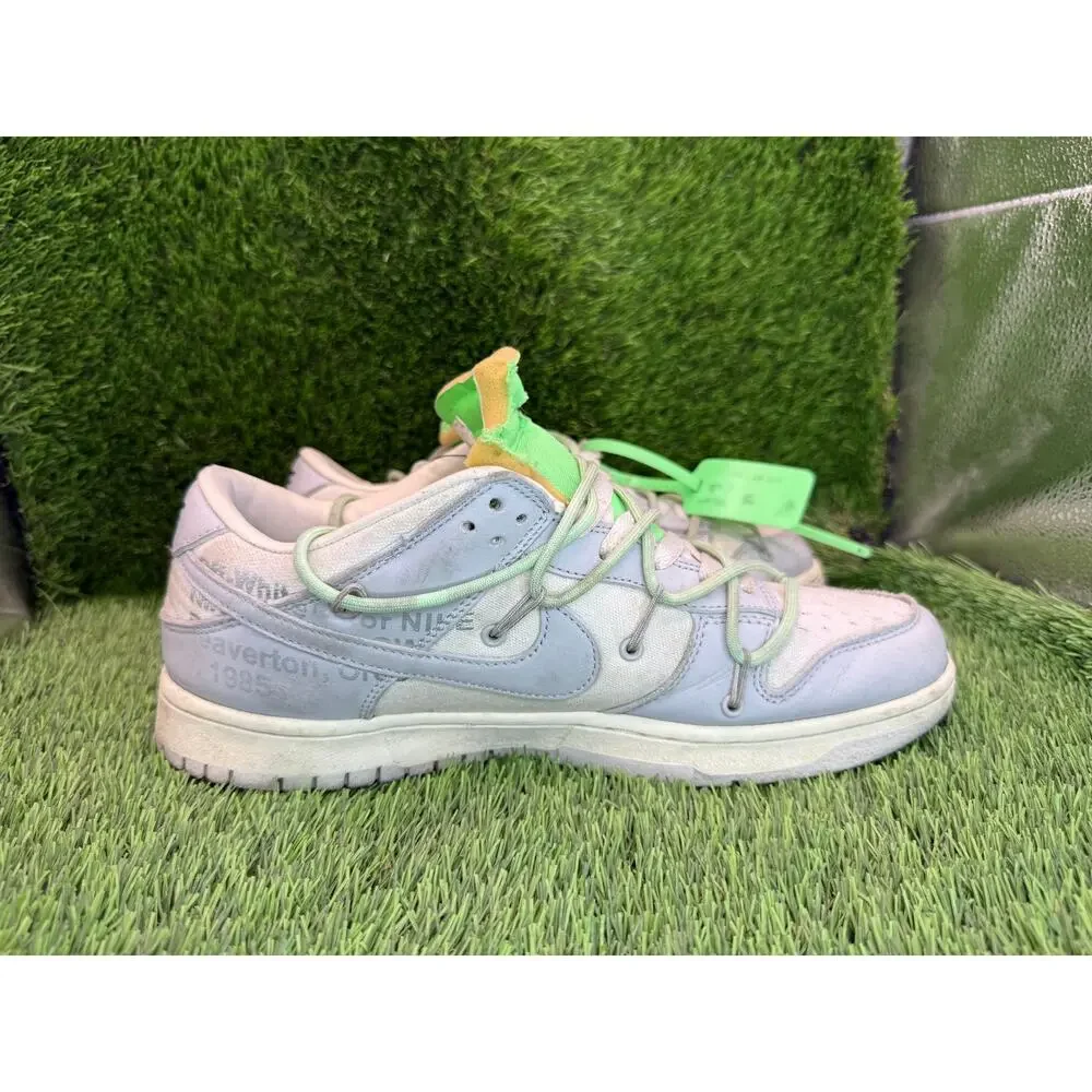 Nike X Off-White Dunk Low DM1602-108 Athletic Sneaker Mens 9.5 White Leather Gym